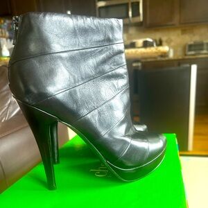 Charles David Leather Peep Toe Ankle Boots